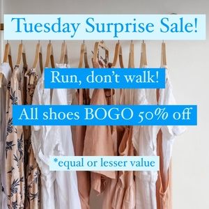 All shoes BOGO 50% off!!